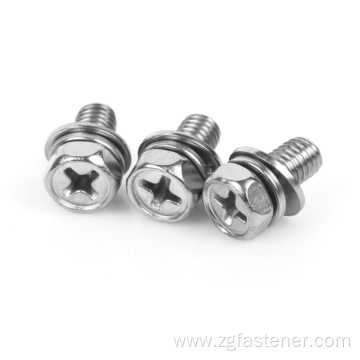 Stainless steel hex bolt and nut washer assembly